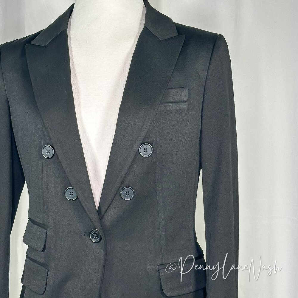 Express Tuxedo Style Double Breasted Blazer 4R Black - Picture 3 of 14
